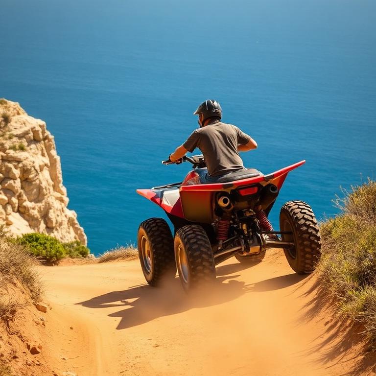 Quad bike on a coastal limestone trail